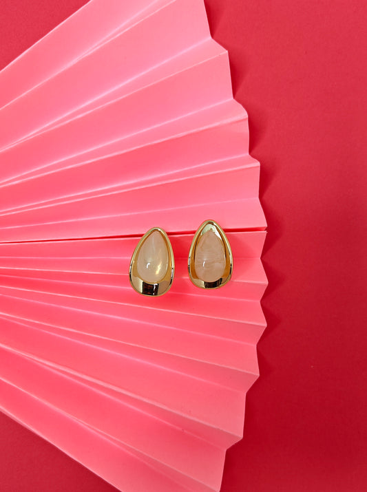 Pink Marble Teardrop Earrings