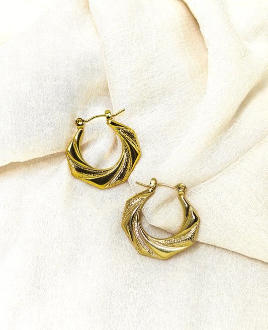 Geometric Swirl Hoop Earrings