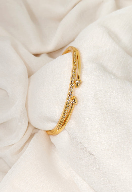 Gold Cone Stud Crystal Line Bangle