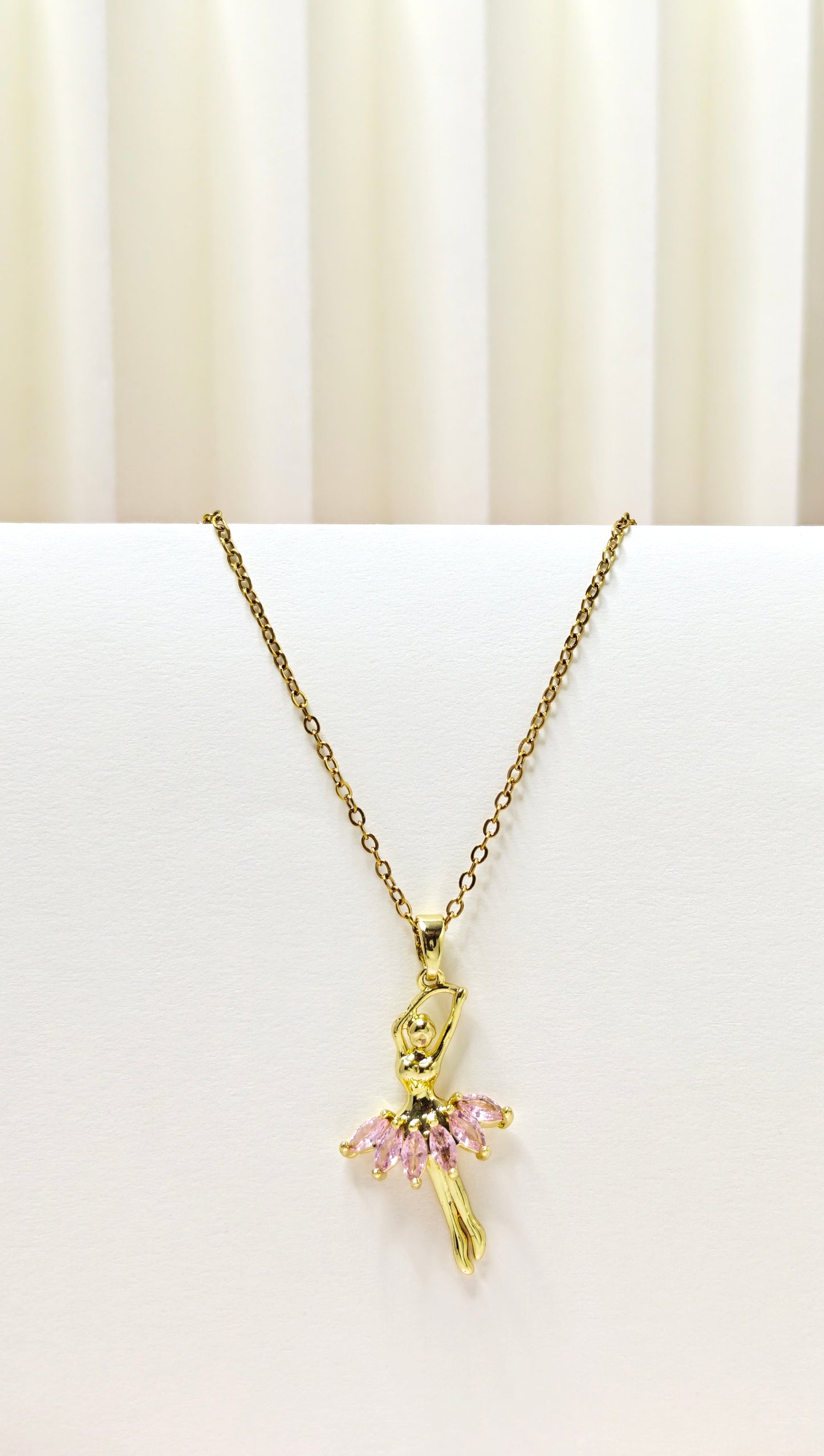 Gold Ballerina Crystal Skirt Necklace