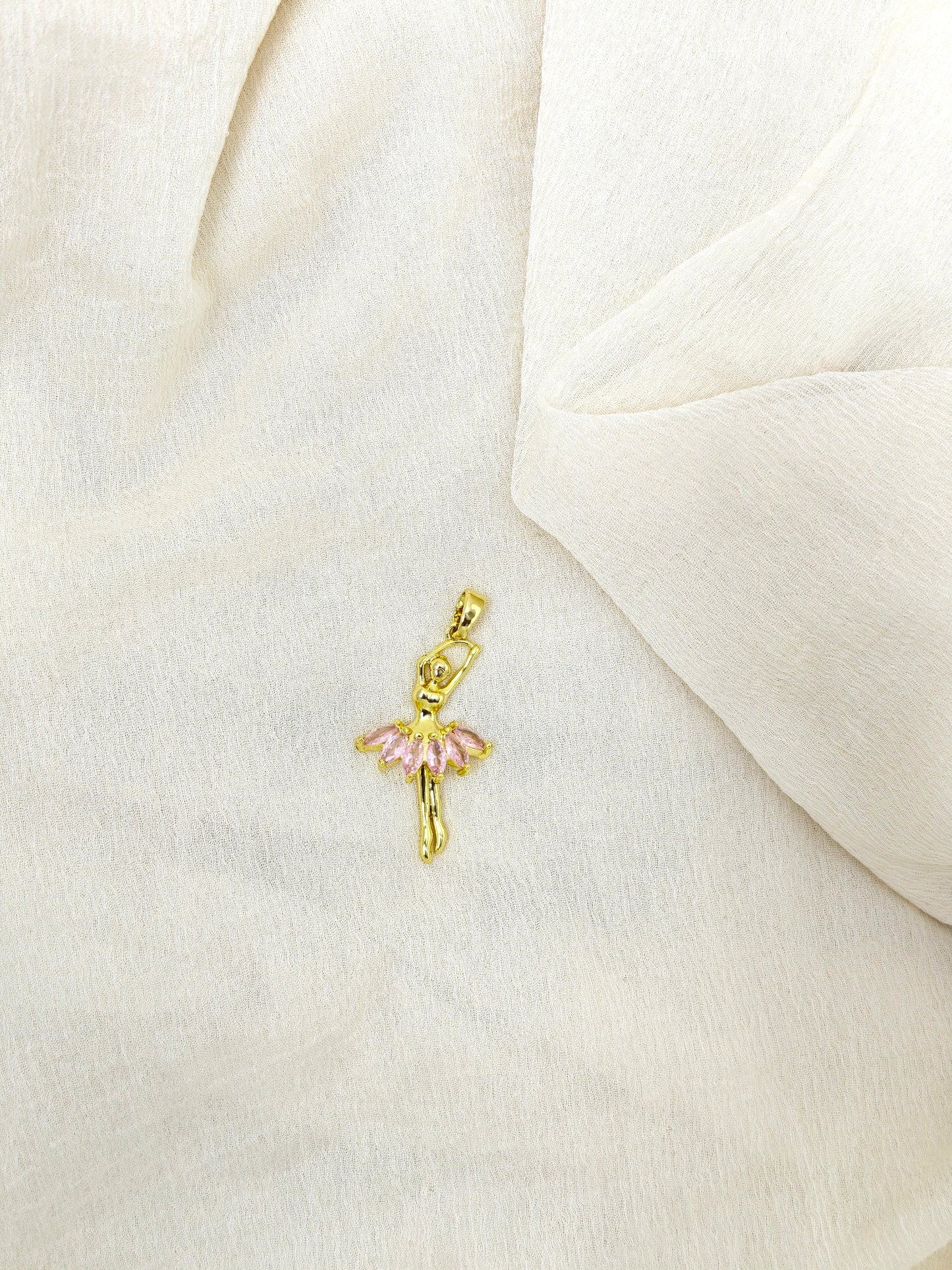 Gold Ballerina Crystal Skirt Necklace