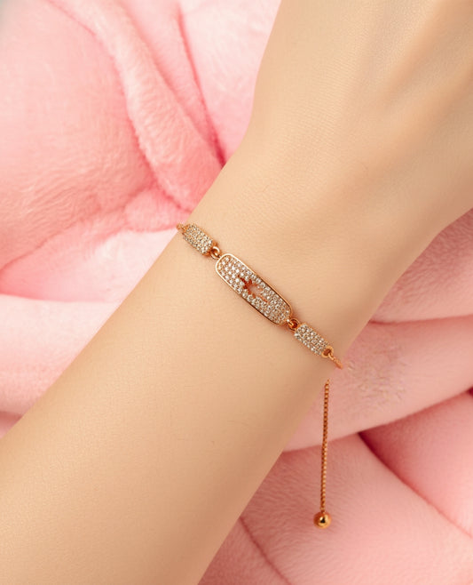 Rose Gold Pavé Bar Razor Bracelet