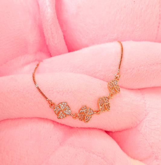 Rose Gold Clover Cluster Bracelet