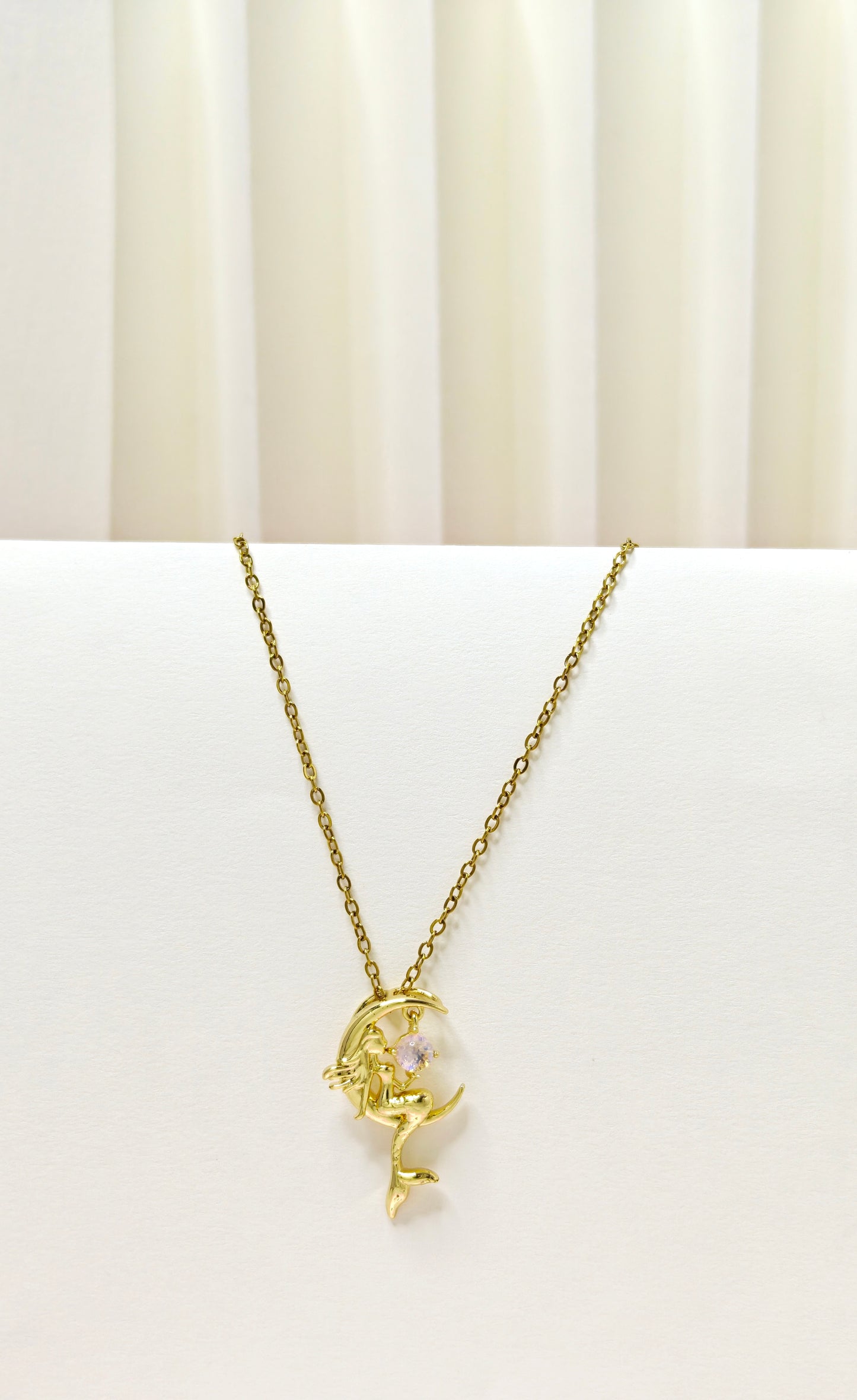 Gold Moon Bow Crystal Necklace