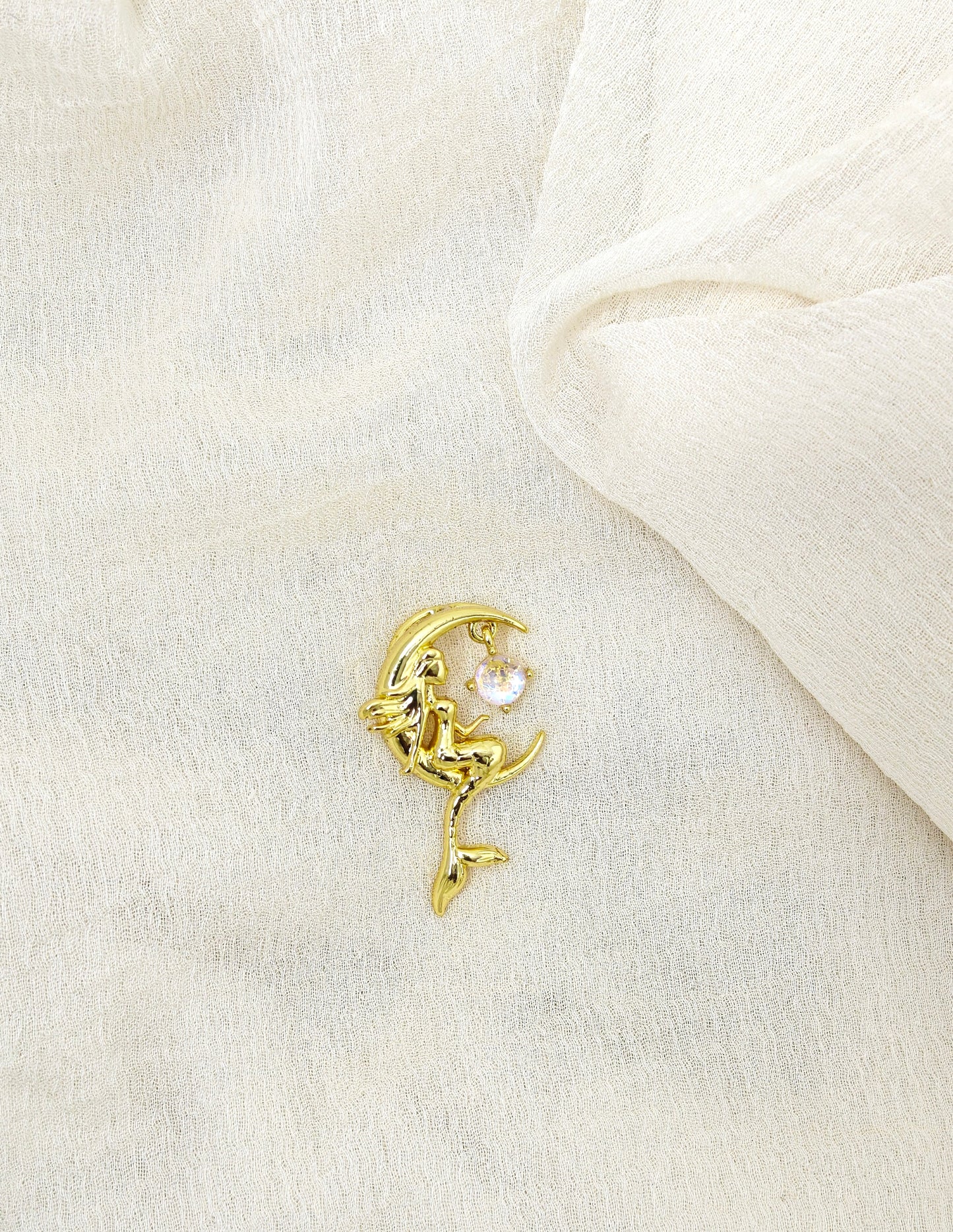 Gold Moon Bow Crystal Necklace