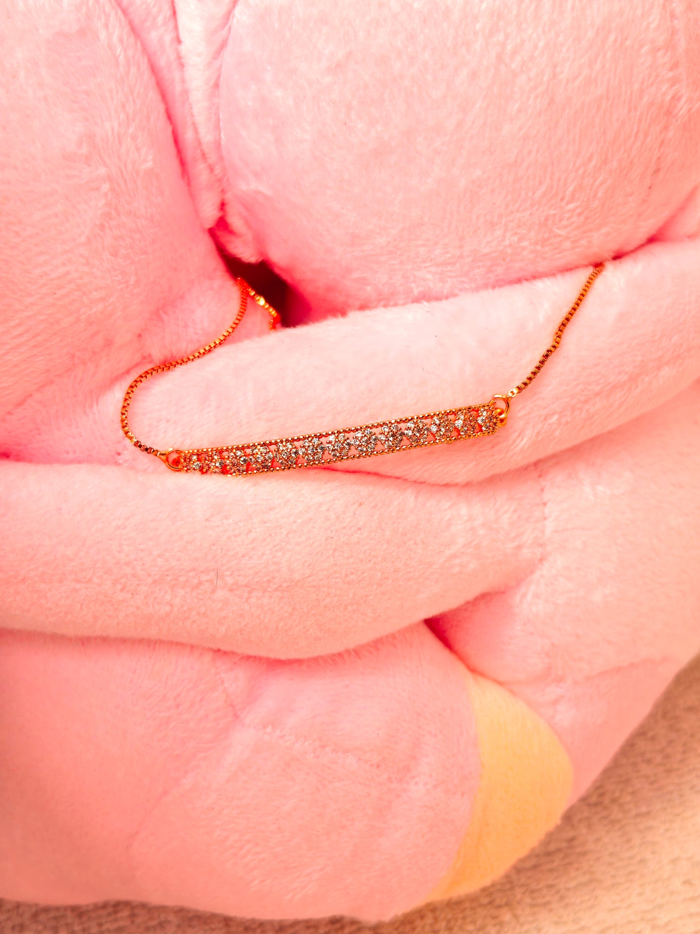 Rose Gold Slim Crystal Bar Bracelet