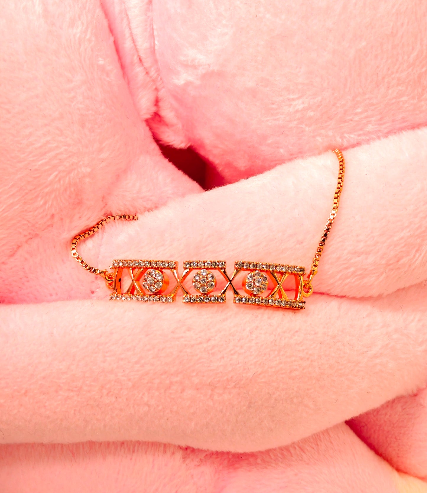 Rose Gold XO Crystal Panel Bracelet