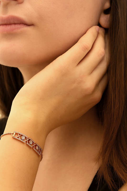 Rose Gold XO Crystal Panel Bracelet