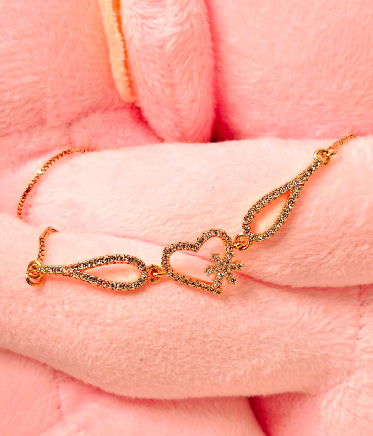 Rose Gold Teardrop Heart Crystal Bracelet