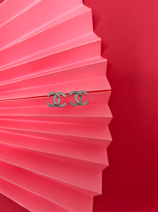 Silver Double C Inspired Studs