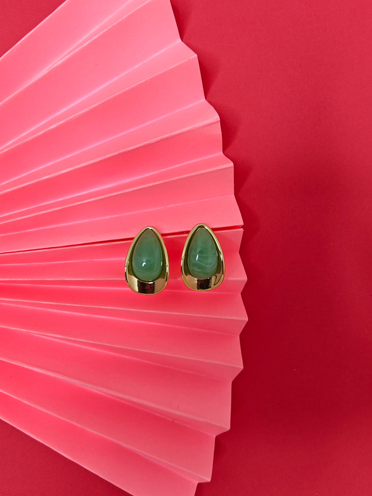 Green Marble Teardrop Earrings