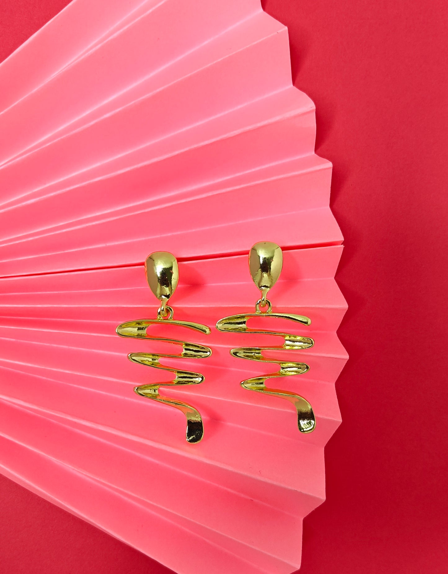 Gold Abstract Wave Drop Earrings