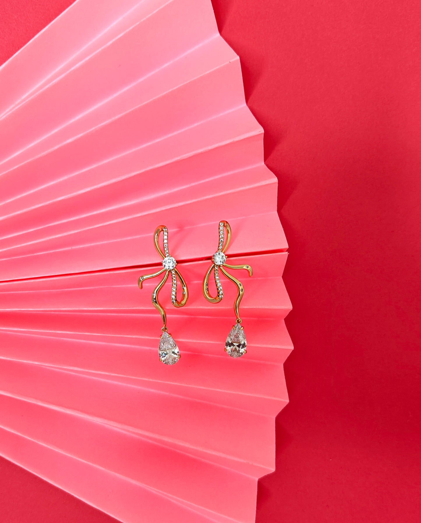 Crystal Bow Drop Earrings