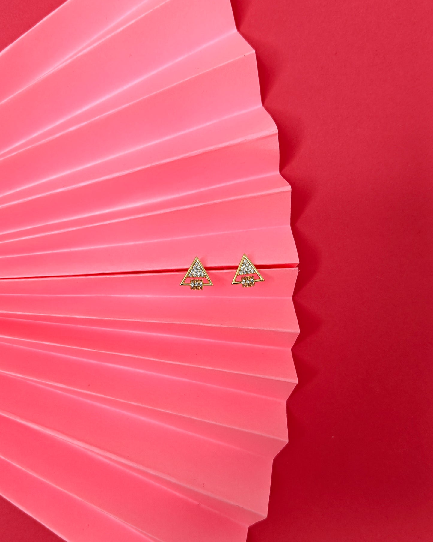 Gold Triangle Sparkle Studs