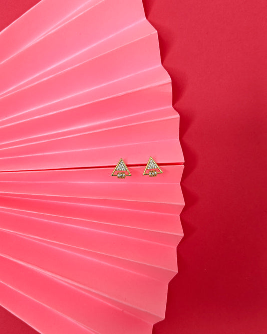 Gold Triangle Sparkle Studs