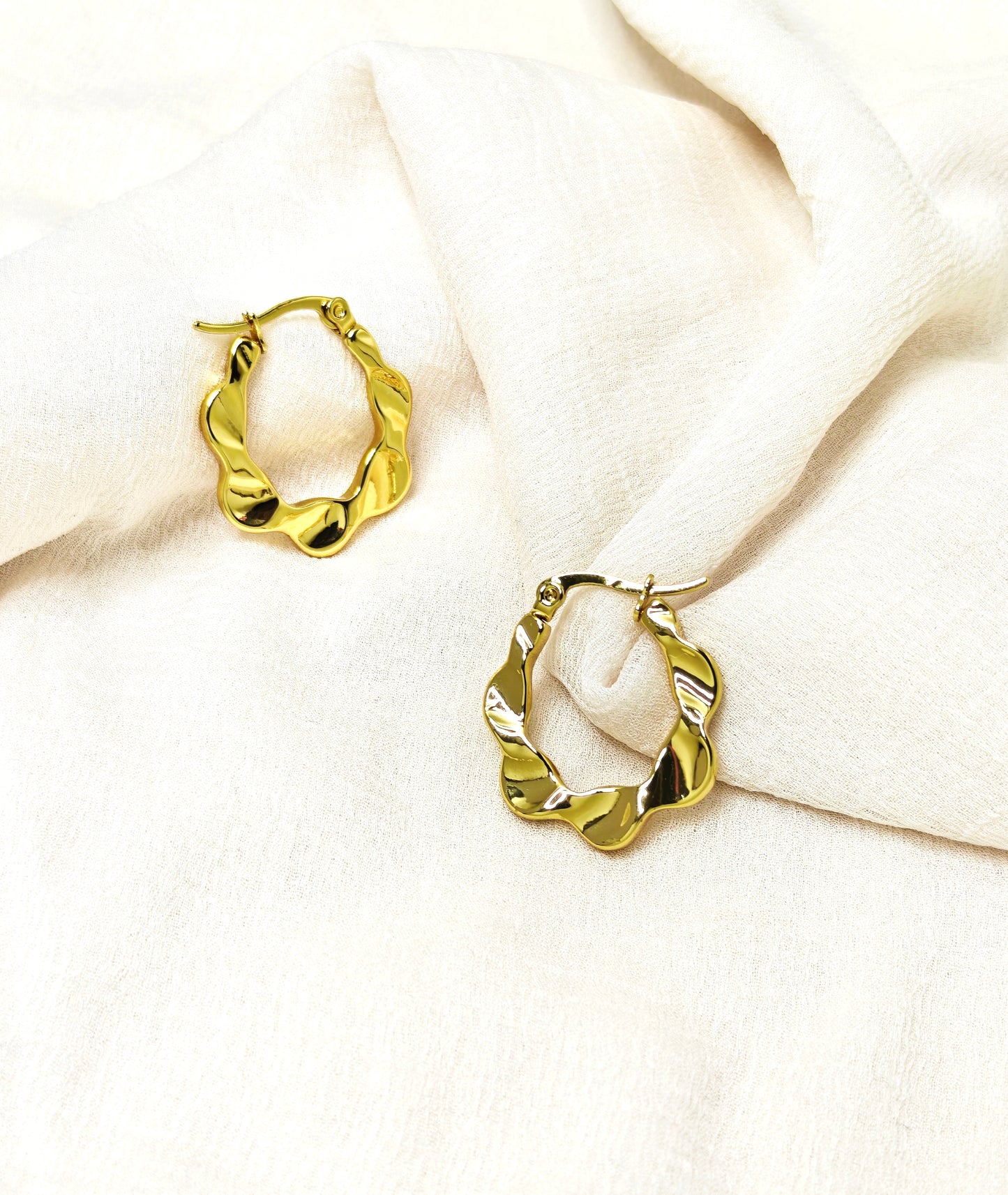 Organic Wave Hoop Earrings