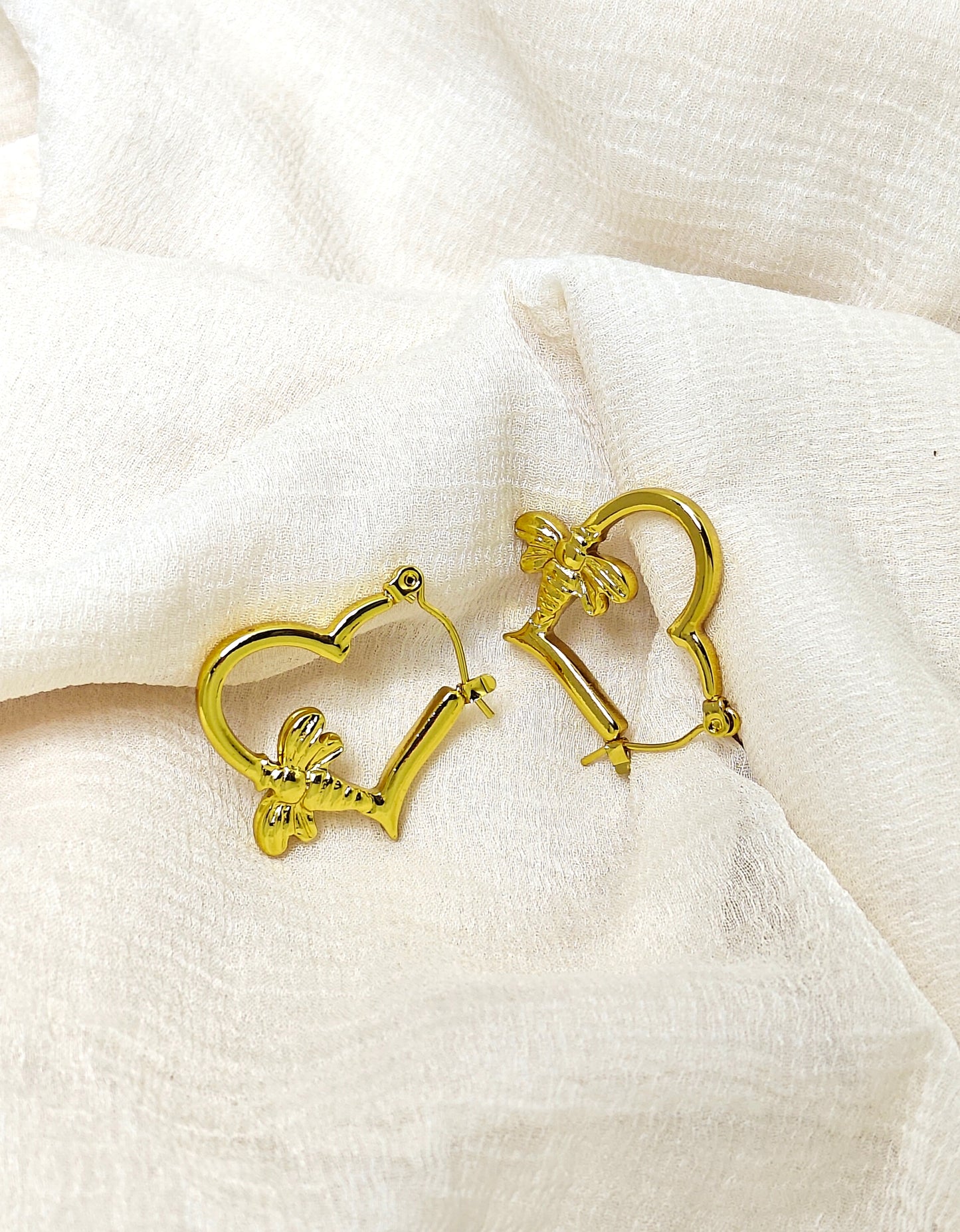 Open Swirl Heart Hoop Earrings