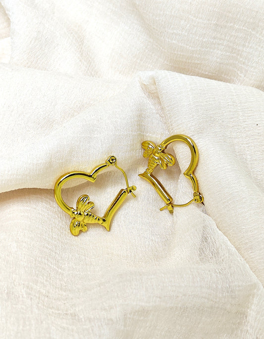 Open Swirl Heart Hoop Earrings