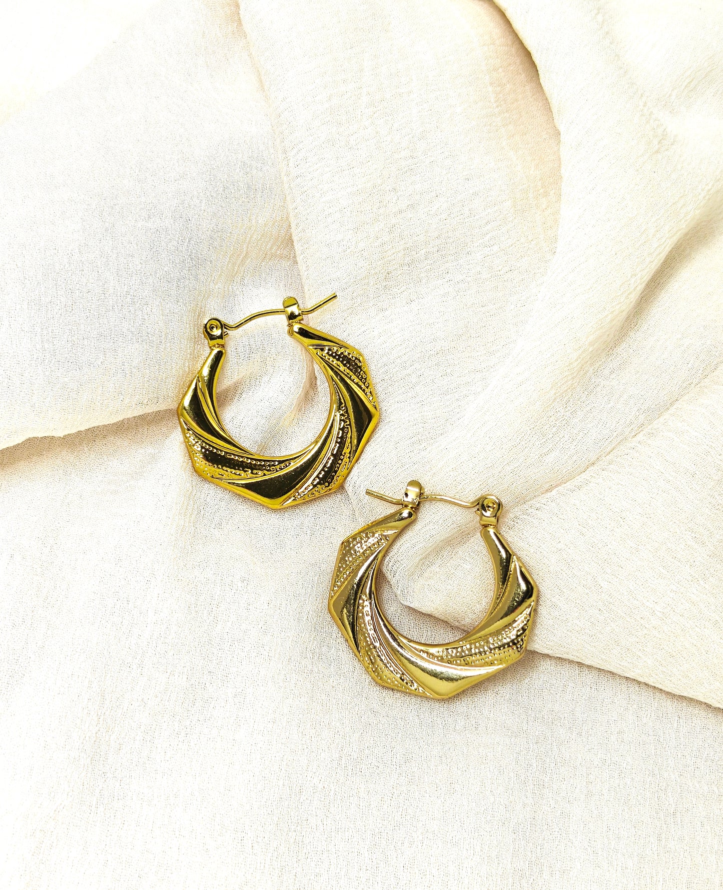 Geometric Swirl Hoop Earrings