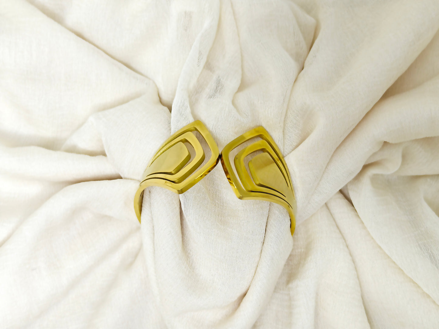 Layered Chevron Gold Statement Bangle