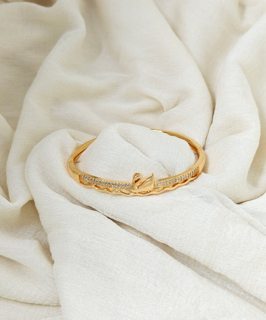 Rose Gold Swan Crystal Wave Bangle