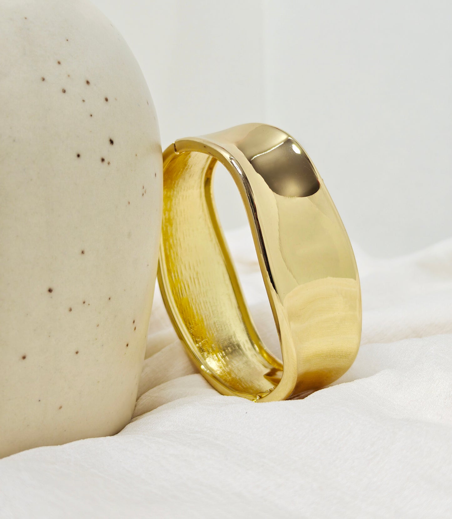 Slim Tapered Plain Gold Cuff Bangle