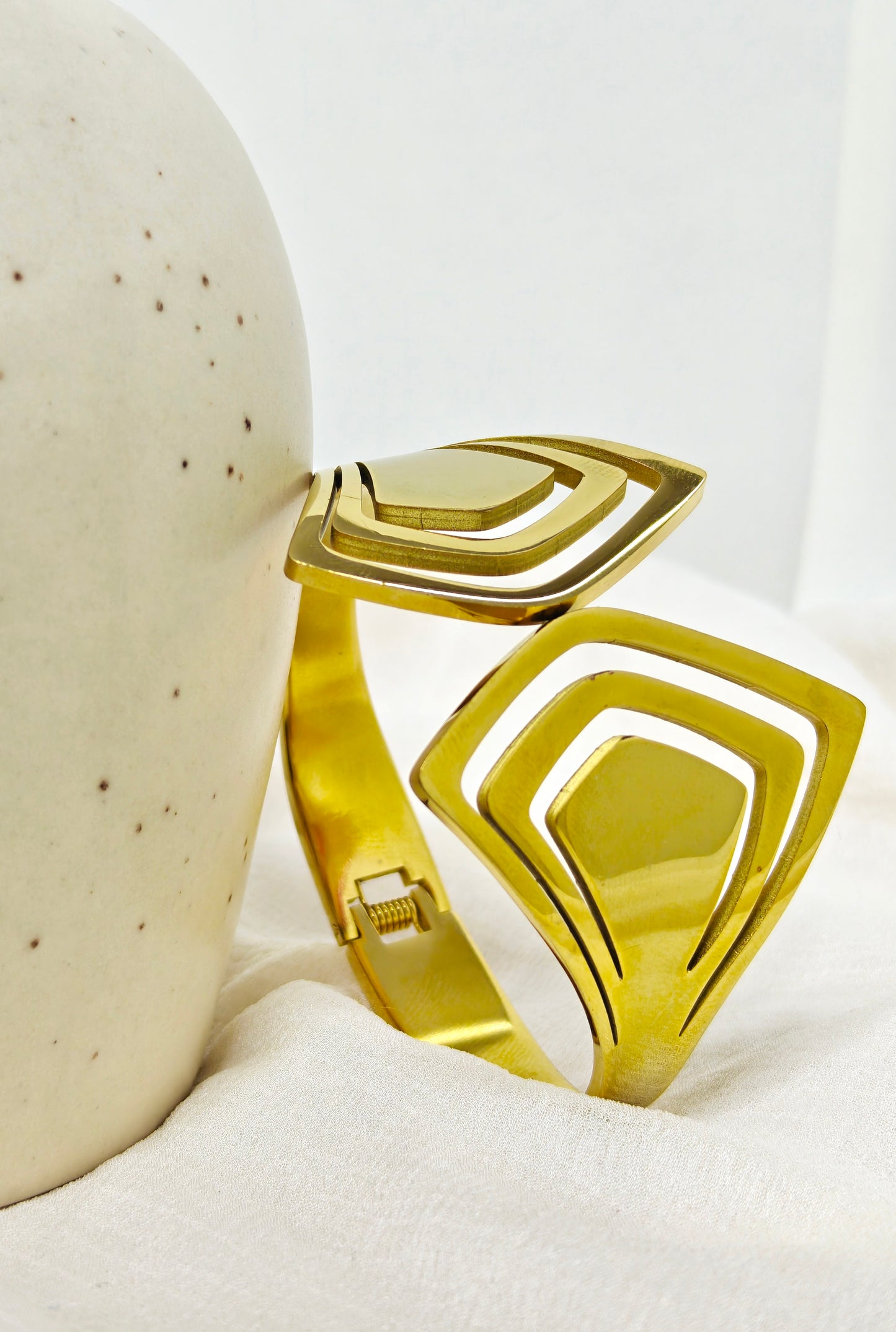Layered Chevron Gold Statement Bangle
