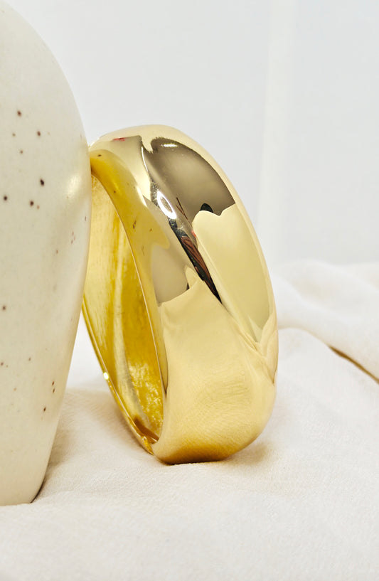 Wide Plain Gold Cuff Bangle
