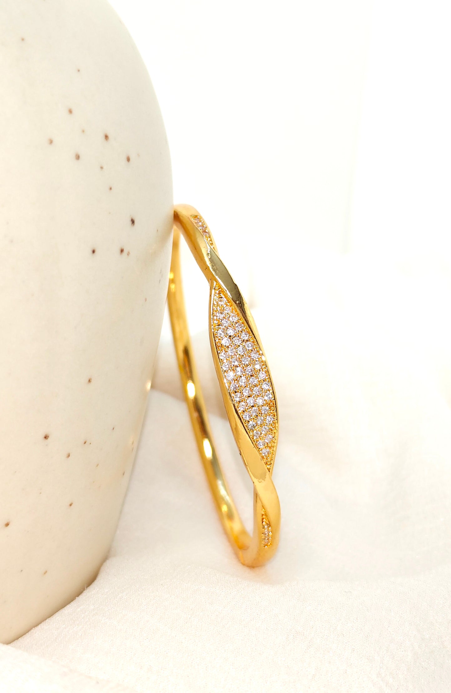 Gold Marquise Swirl Crystal Bangle