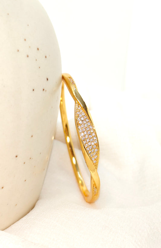 Gold Marquise Swirl Crystal Bangle