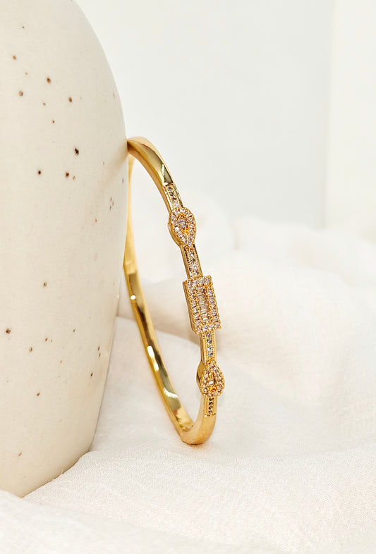 Gold Offset Bar Crystal Bangle