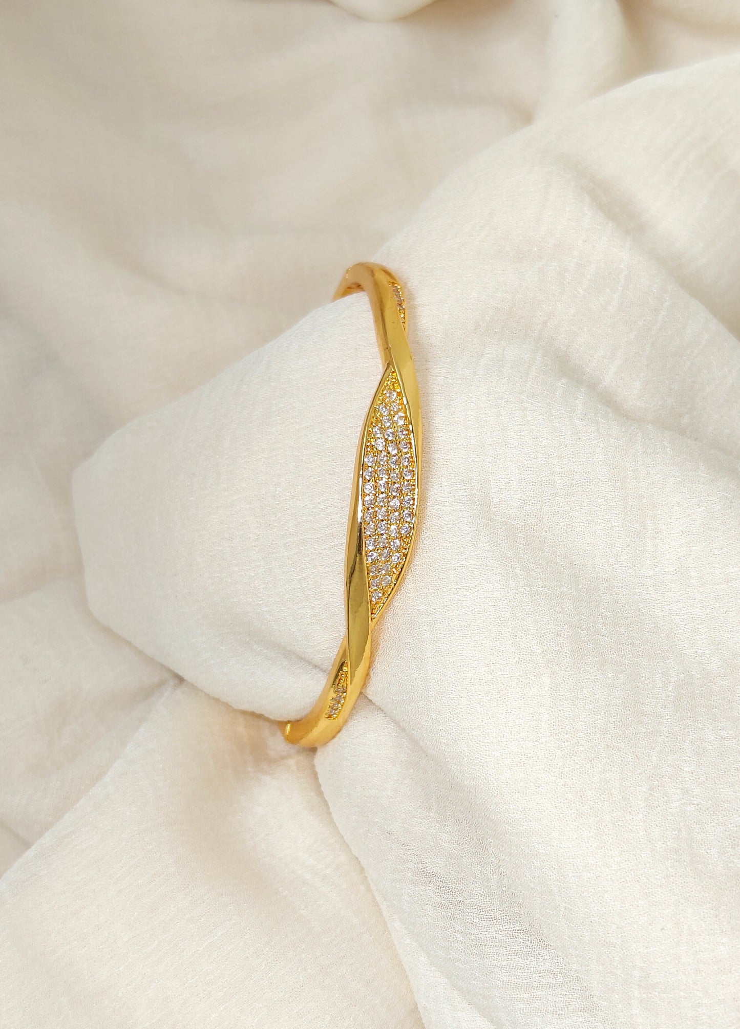 Gold Marquise Swirl Crystal Bangle