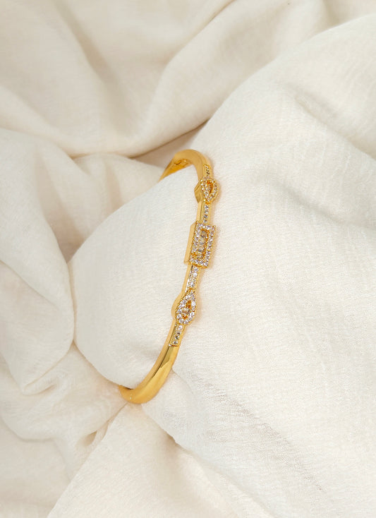Gold Offset Bar Crystal Bangle