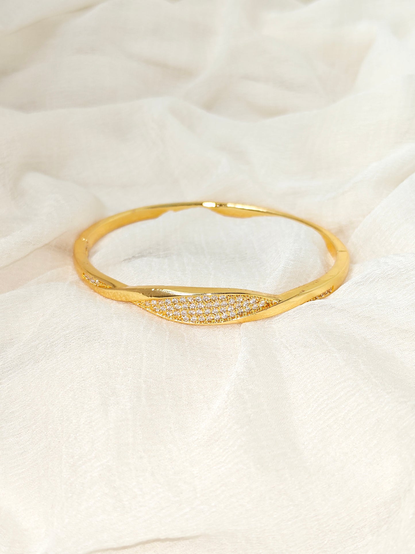 Gold Marquise Swirl Crystal Bangle